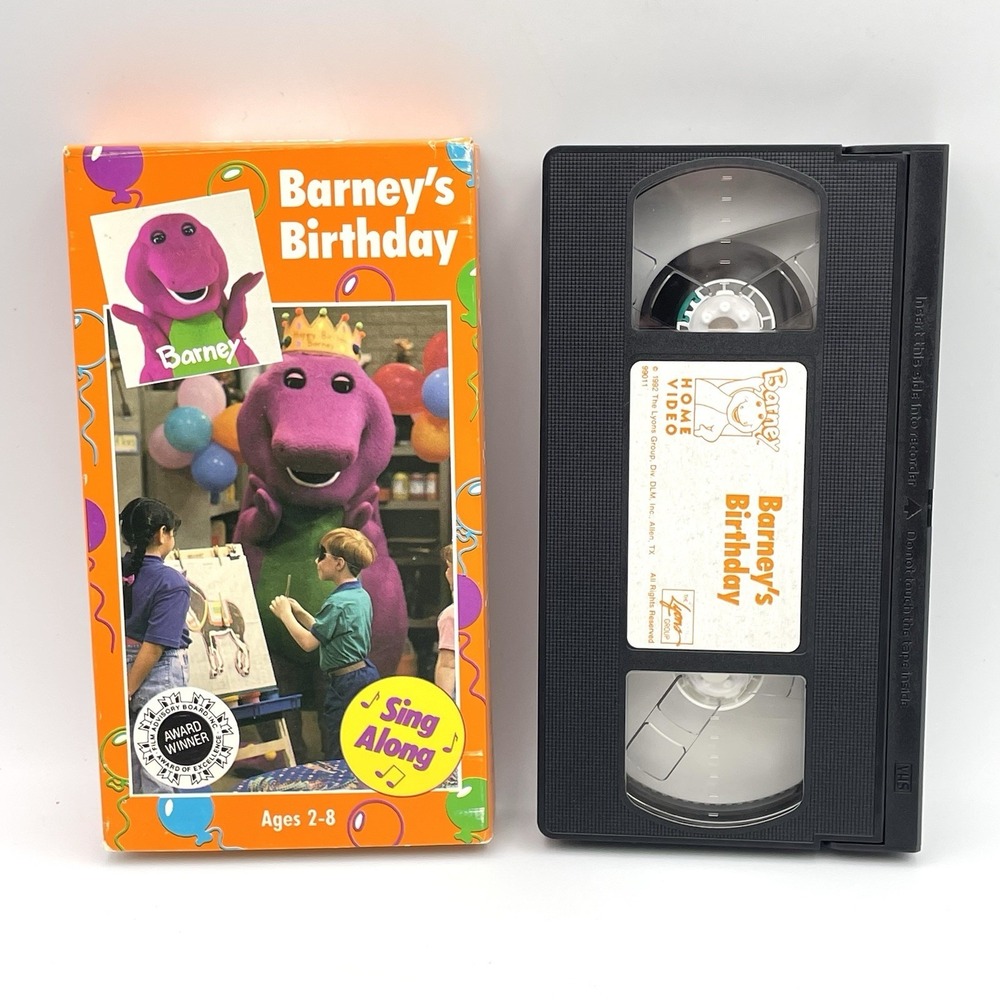 Vintage 1992 Barney's Birthday VHS Tape Sing Along Lyons Group PBS‎ Kids Show